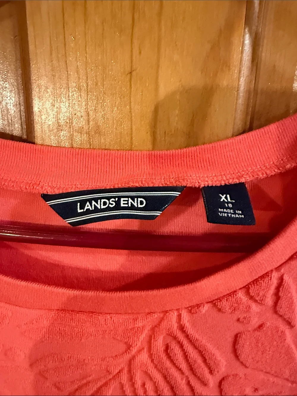 Lands’End coral floral terry texture swim cover up size xlarge (18).